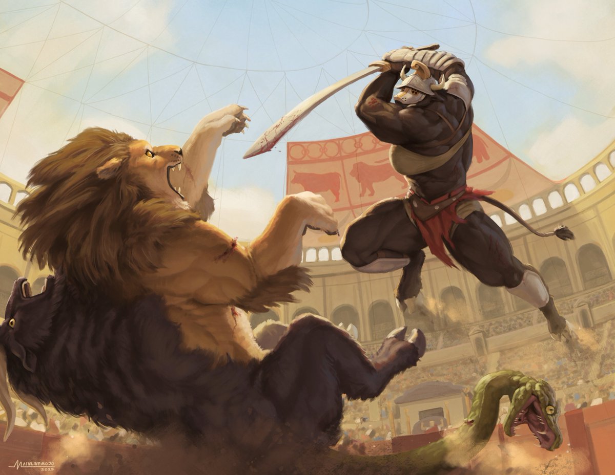 Bestiarius  - Eleutheria Fights the Chimera

( Painting for <a href="/sybarite_style/">Sybarite</a> )