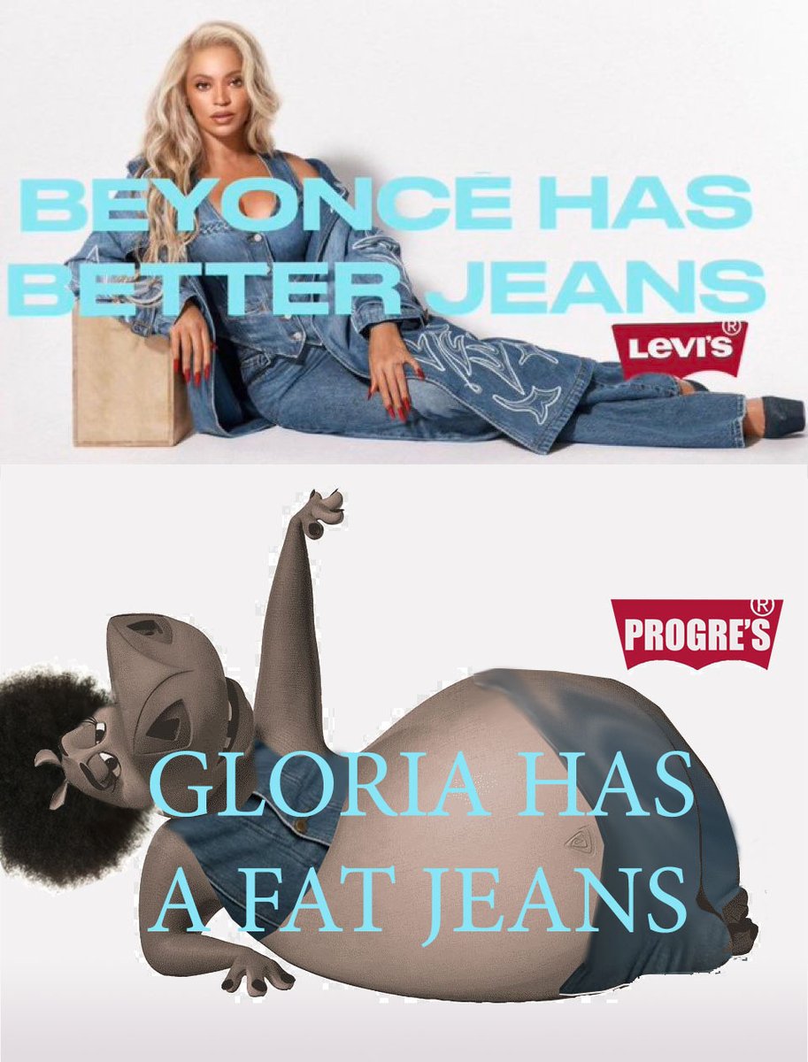 Panama Beyond 🇵🇦 (@panamabeyond) on Twitter photo Bueno esa es la campaña de <a href="/LEVIS/">Levi's®</a> (una negra, teñida de rubio, wannabe) bueno yo saco la mía, #progres con #Gloria de #madagascar como la modelo que quieren esa gente... #gorda #negra y #fea.
Bien por #AmericanEagle <a href="/AEO/">American Eagle</a> y #sidneysweeny
Ame su campaña basta de estas porquerías. Bueno esa es la campaña de <a href="/LEVIS/">Levi's®</a> (una negra, teñida de rubio, wannabe) bueno yo saco la mía, #progres con #Gloria de #madagascar como la modelo que quieren esa gente... #gorda #negra y #fea.
Bien por #AmericanEagle <a href="/AEO/">American Eagle</a> y #sidneysweeny
Ame su campaña basta de estas porquerías.