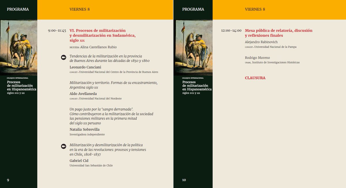 Rodrigo Moreno (@rodrigomorenogu) on Twitter photo Este coloquio está diseñado para pensar en la dimensión histórica de los procesos de militarización.
Nuestro laboratorio de análisis será la Hispanoamérica de los siglos XVIII y XIX.
Arranca presencialmente el miércoles en <a href="/UNAM_Historicas/">UNAM-Históricas</a> y habrá transmisión simultánea. Este coloquio está diseñado para pensar en la dimensión histórica de los procesos de militarización.
Nuestro laboratorio de análisis será la Hispanoamérica de los siglos XVIII y XIX.
Arranca presencialmente el miércoles en <a href="/UNAM_Historicas/">UNAM-Históricas</a> y habrá transmisión simultánea.