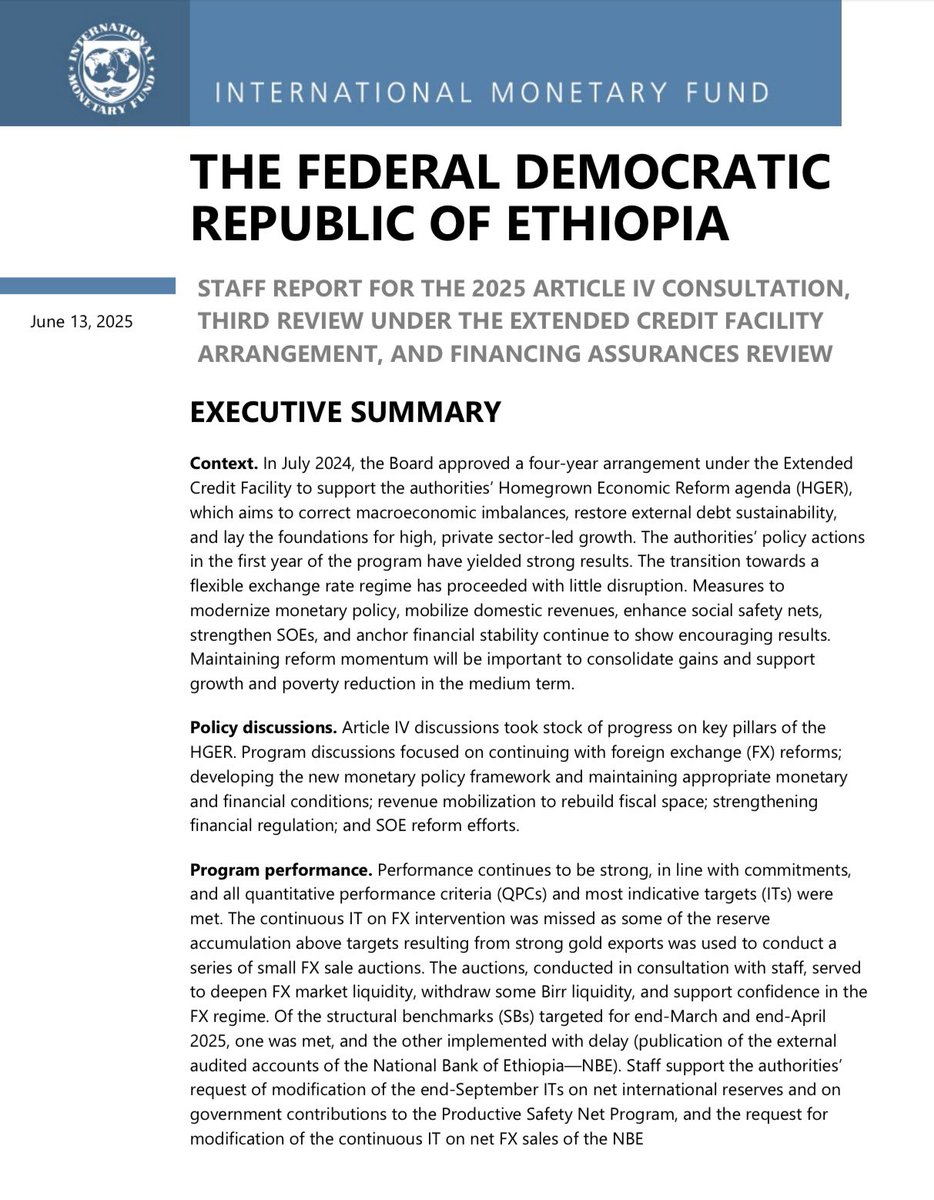 HenokPrecise's tweet image. 𝐓𝐡𝐞 𝐈𝐌𝐅 𝐬𝐚𝐲𝐬 𝐭𝐡𝐞 𝐛𝐢𝐫𝐫 𝐬𝐡𝐨𝐮𝐥𝐝 𝐛𝐞 𝐭𝐫𝐚𝐝𝐢𝐧𝐠 𝐜𝐥𝐨𝐬𝐞𝐫 𝐭𝐨 𝟏𝟑𝟎 𝐩𝐞𝐫 𝐝𝐨𝐥𝐥𝐚𝐫. (𝐏𝐚𝐠𝐞 𝟔𝟖 𝐨𝐟 𝐭𝐡𝐞 𝐥𝐚𝐭𝐞𝐬𝐭 𝐬𝐭𝐚𝐟𝐟 𝐫𝐞𝐩𝐨𝐫𝐭.)

Yes! 130….not 140, 150, or more. That’s even less than today’s average rate of 136 birr per…