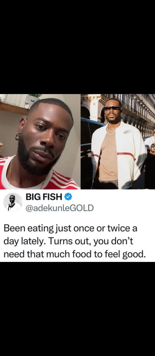 Singer Adekunle Gold shares his perspective on food consumption based on personal experience.

—-
Yoruba Watkins Sesko Kaybobo Dede Isabella Kaito Shaka Koyin