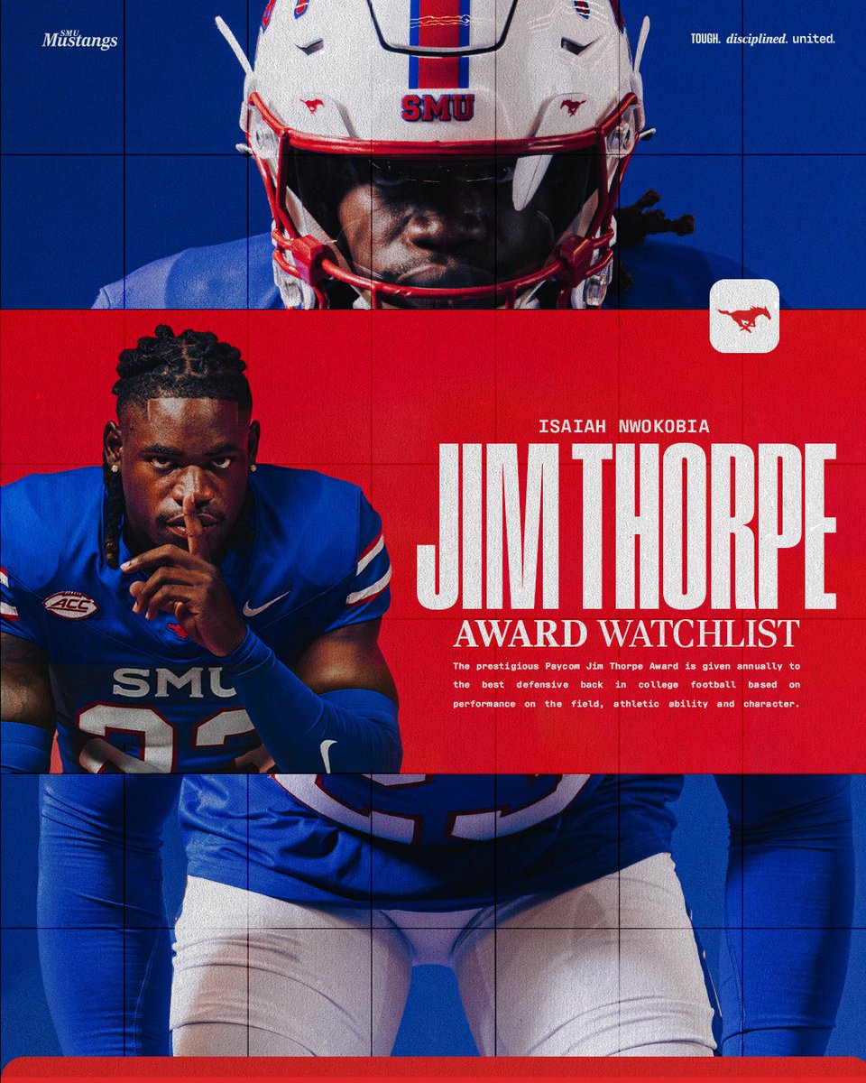 SMU Football (@smufb) on Twitter photo πβ¬οΈ
Zay has been named to the Jim Thorpe Award Watch List π πβ¬οΈ
Zay has been named to the Jim Thorpe Award Watch List π