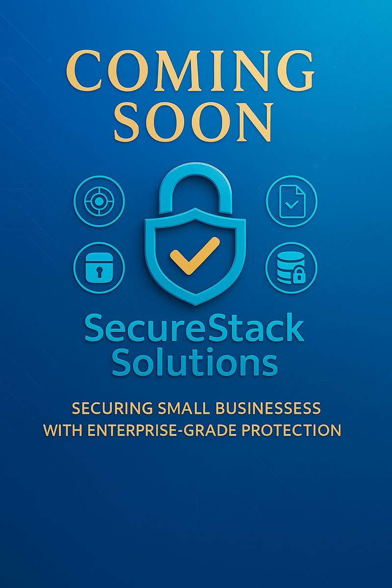 Securestack_Sol's tweet photo. COMING SOON: SecureStack Solutions ๐
Protect your small business like an enterprise.
Modular cybersecurity. Real-time protection.
Smart. Scalable. Secure. #SecureStackSolutions #CybersecurityForSMEs #StartupLaunch #DigitalSecurity #InfosecIndia #DigitalIndia @startupindia https://t.co/09MMuFXzjU