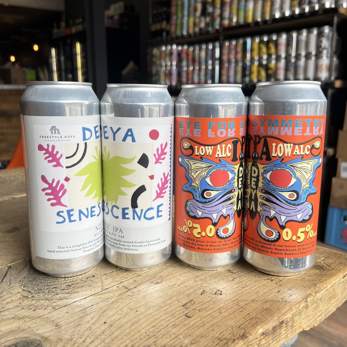 MORE FRESH #DEYA that I didn’t get to shout about before ~ ‘Senescence’ juicy NZ #IPA 🇳🇿 w/ freshly harvested Nelson Sauvin and Motueka from Freestyle Hops 🤤 AND ‘Eye For Symmetry’ 0.5% IPA LOADED with hops! #Craft #Tooting #Craftbeer #Bar &amp; #BottleShop open late! #beer #beers