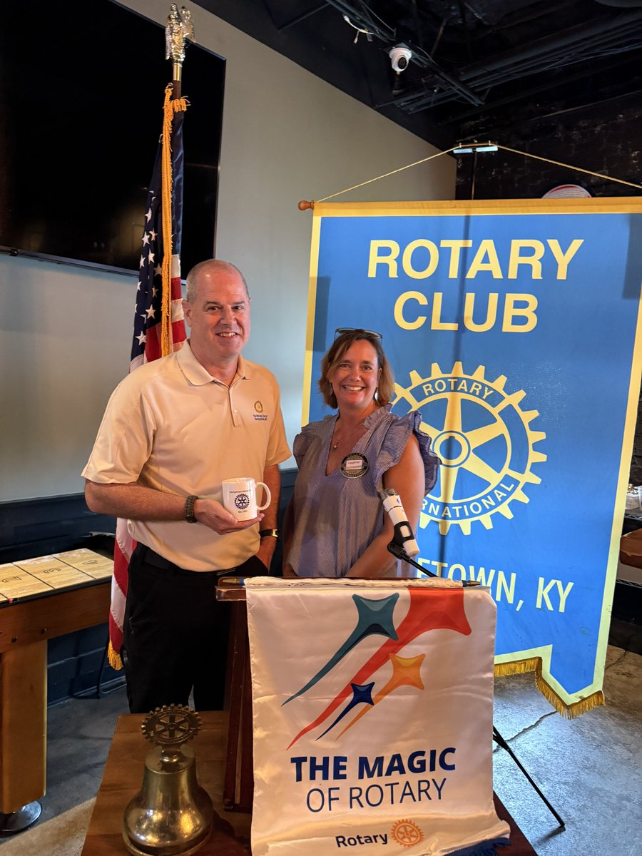 KyRotary's tweet image. Our former President Heather Schroeder, stepping in for today’s meeting. Visiting fellow Rotarian Brian Stewart from NC tells us about his Club in a small town doing amazing BIG things!