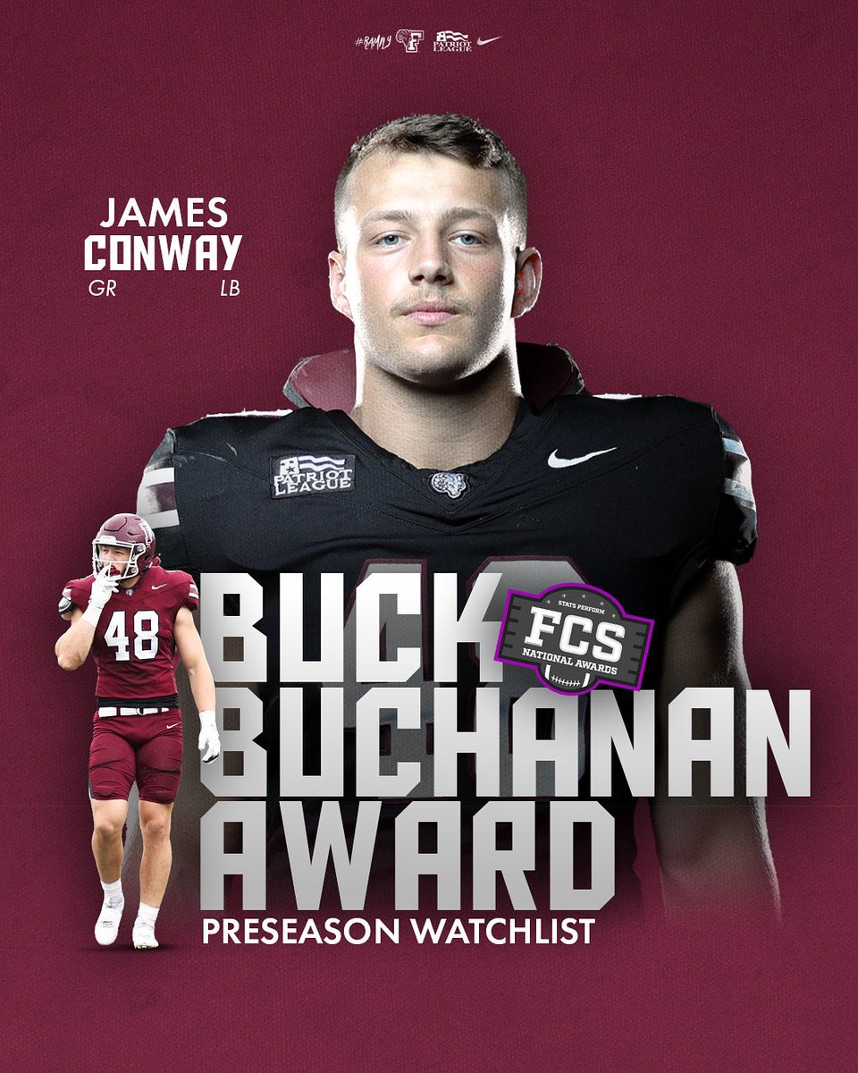 Fordham Football (@fordhamfootball) on Twitter photo Another one for <a href="/Jamesconway_13/">James Conway</a> π
James was named to the Buck Buchanan Award Preseason Watchlist ππ
#RAMILY Another one for <a href="/Jamesconway_13/">James Conway</a> π
James was named to the Buck Buchanan Award Preseason Watchlist ππ
#RAMILY