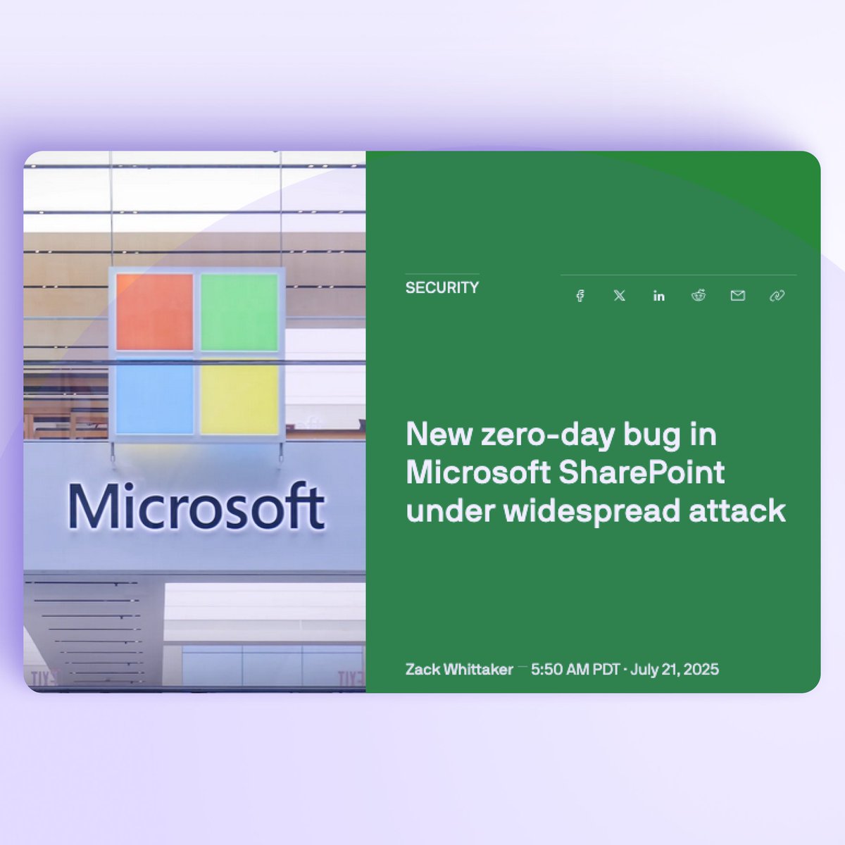 Proton_Pass's tweet image. Think there’s such a thing as too big to hack? Think again…

A vulnerability in Microsoft SharePoint has affected at least two US federal agencies and over 100+ other organizations.

Tens of thousands of servers are considered to be at risk.

1/5