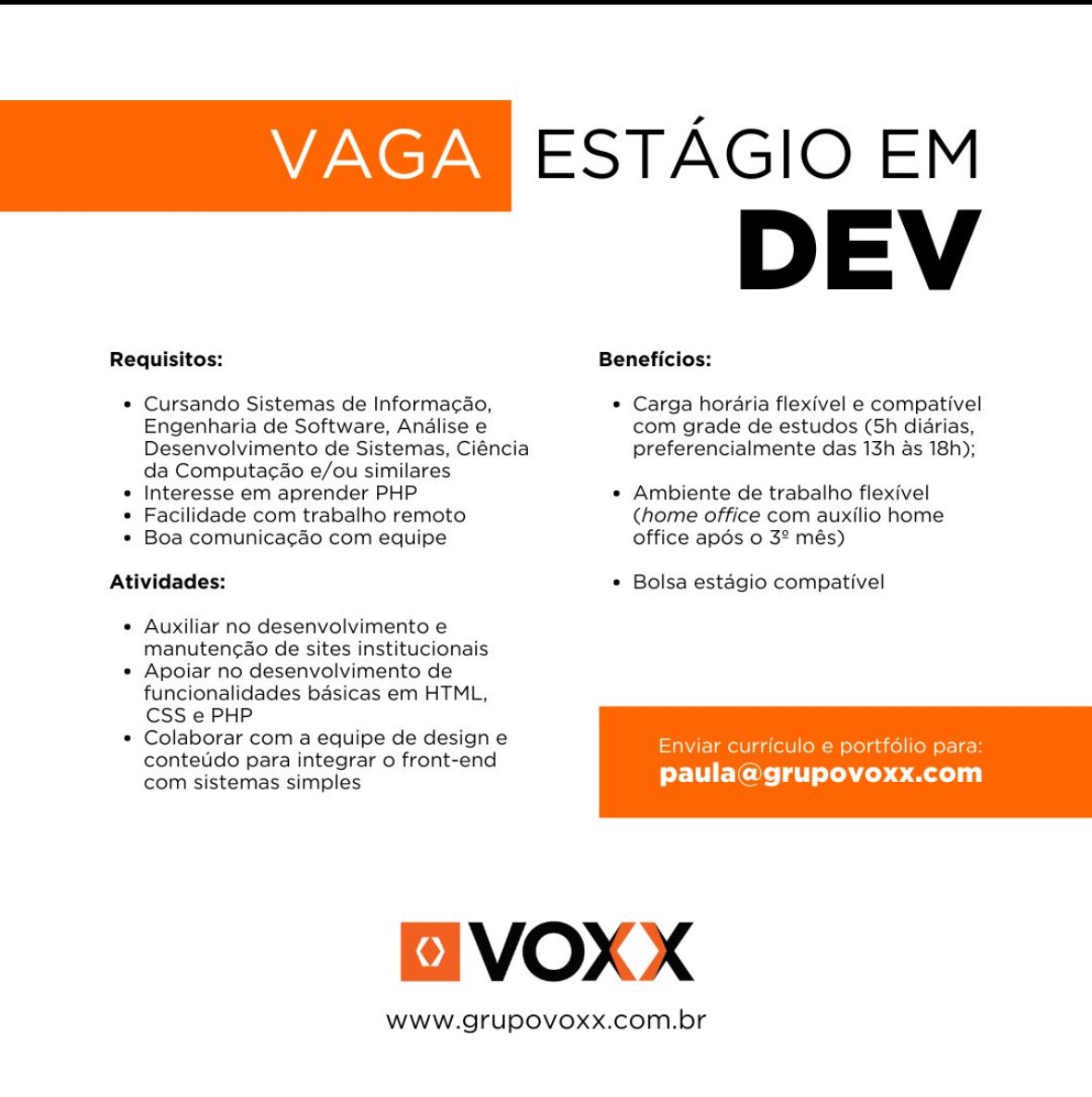 Estágio em Dev 100% Remoto