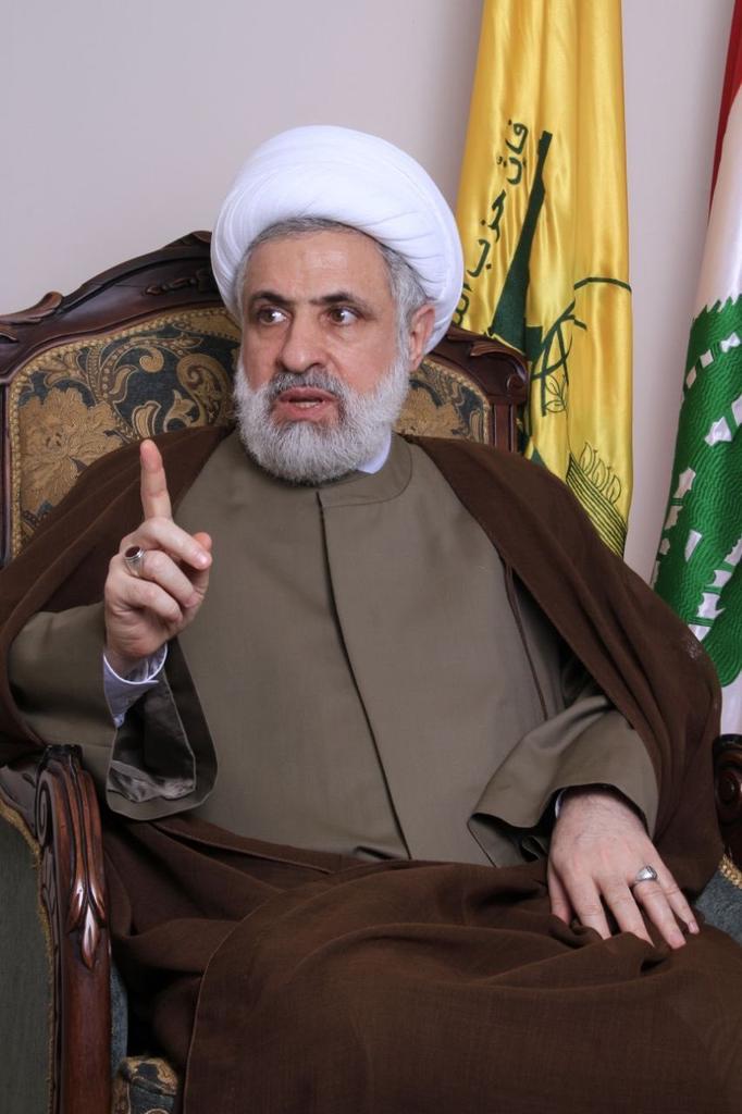 الشيـخ نعيم قاسم للأعداء:  
نحـن قـوم باعـوا جماجمهم لله عز وجل نحيى ونموت في وطننا ولن نعطيكم إعطاء الذليل ونحـن تربية الإمام الحسين عليه السلام