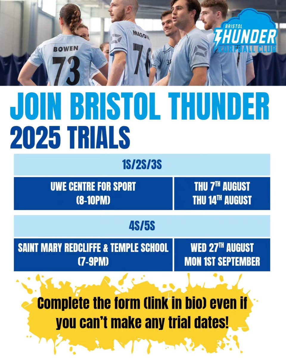 Want to trial for Thunder for 25-26, please complete this form docs.google.com/forms/d/e/1FAI… for trials next week.