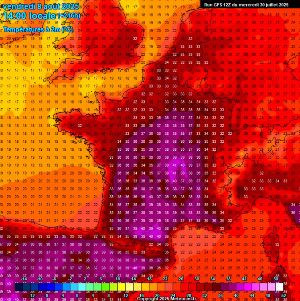 VigipreventionM's tweet image. 🔴🌡️• Deux modèles, deux scénarios différents, lequel va l’emporter ?🥵

📈☀️🥵• Une fois de plus, le modèle #américain (GFS) prévoit une #surchauffe généralisée, avec des #températures atteignant 40°C dans de nombreuses régions ! 🇺🇸

🥵⛱️• Du côté du modèle #européen (ECMWF),