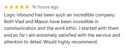 LogicInbound's tweet image. Another 5-star review from a happy client, because great results come from great teamwork.
#logicinbound #clientfeedback #seo #MarketingResults