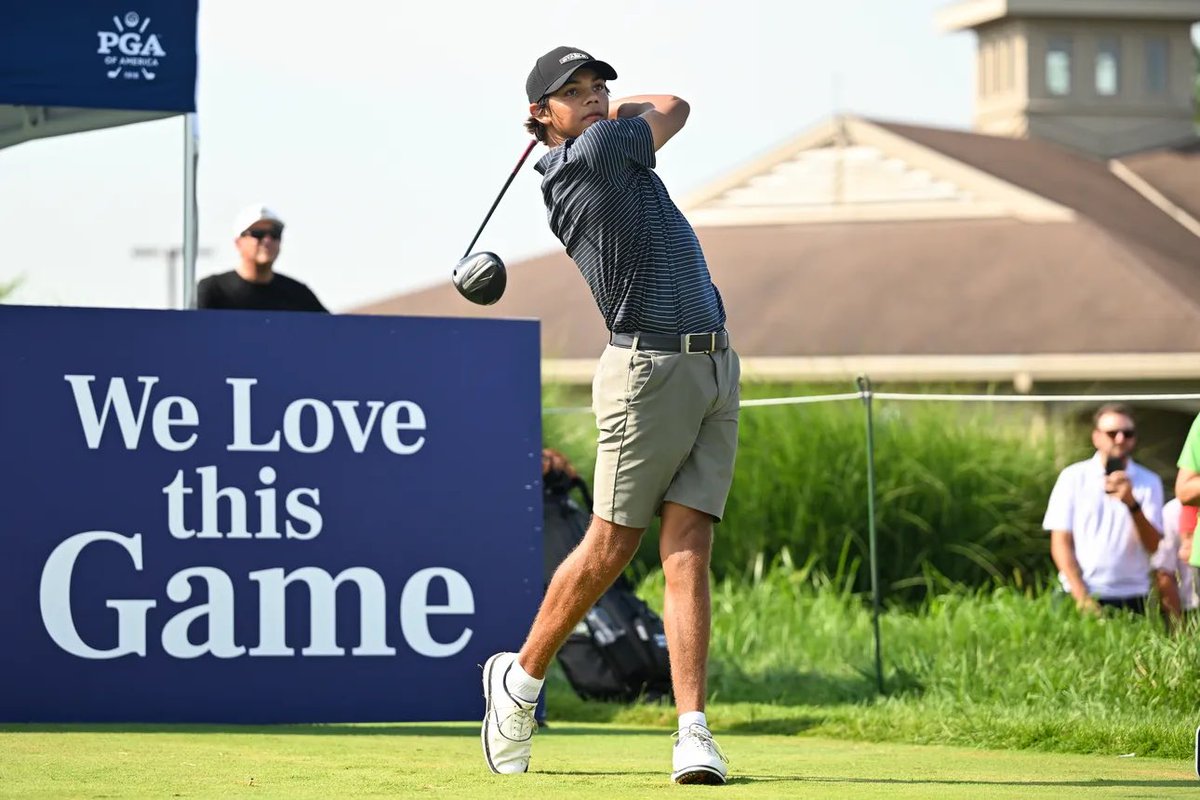NUCLRGOLF's tweet image. 🚨⛳️☢️ #NEW: Charlie Woods fires a round of 6-under-par in round 2 of the Junior PGA Championships at Purdue University. The top 2 finishers automatically qualify for the Junior Ryder Cup in September, Charlie is currently -7 overall and T4. @TWlegion. 

(📸 - Ryan Lochhead /…