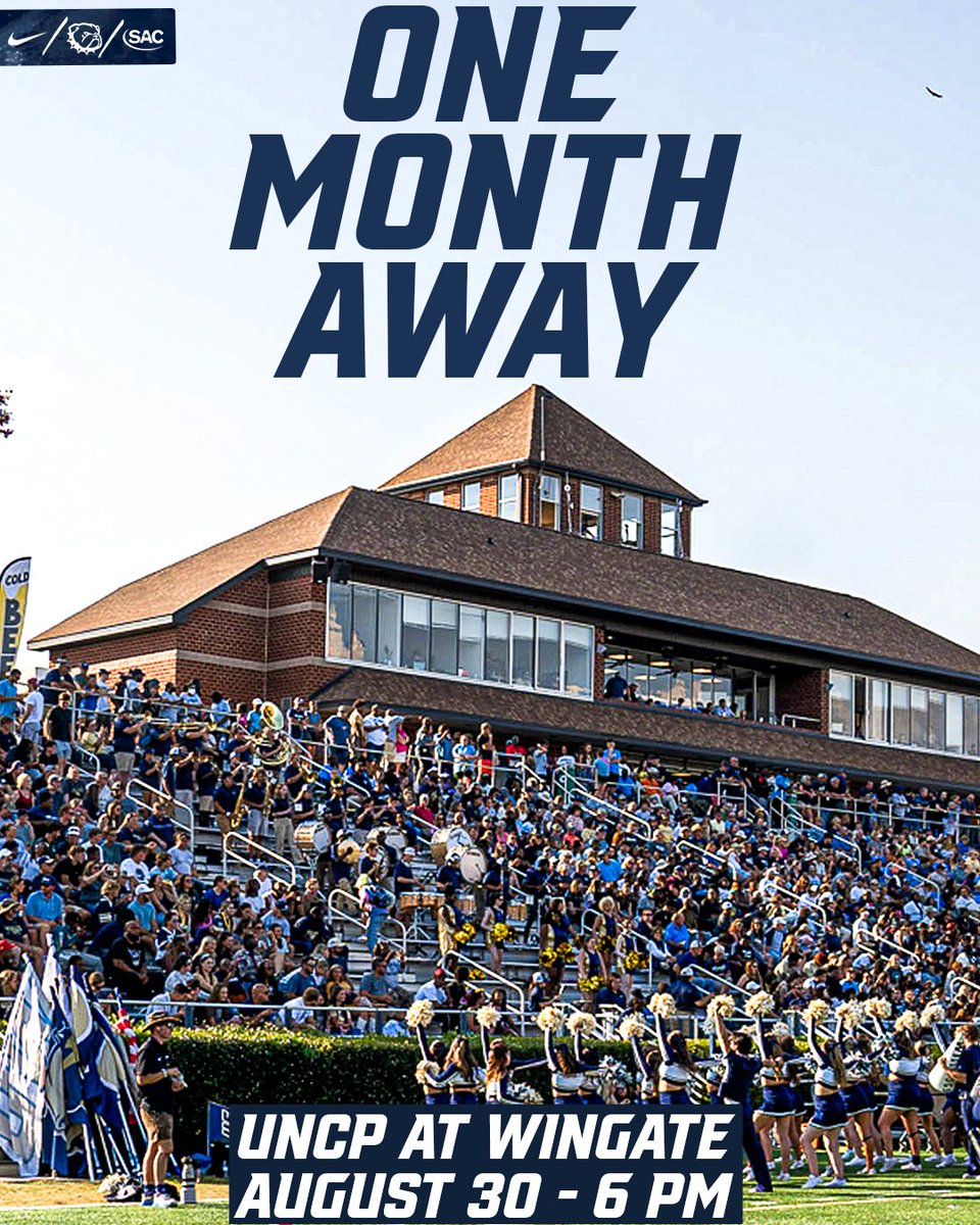 ONE. MONTH. AWAY.

Defending SAC champs <a href="/WingateFb/">Wingate Bulldogs Football</a> opens the season AT HOME one month from today! 

See you at Irwin Belk August 30th

Tickets on sale now | bit.ly/FBTickets2025

#OneDog #WINgate