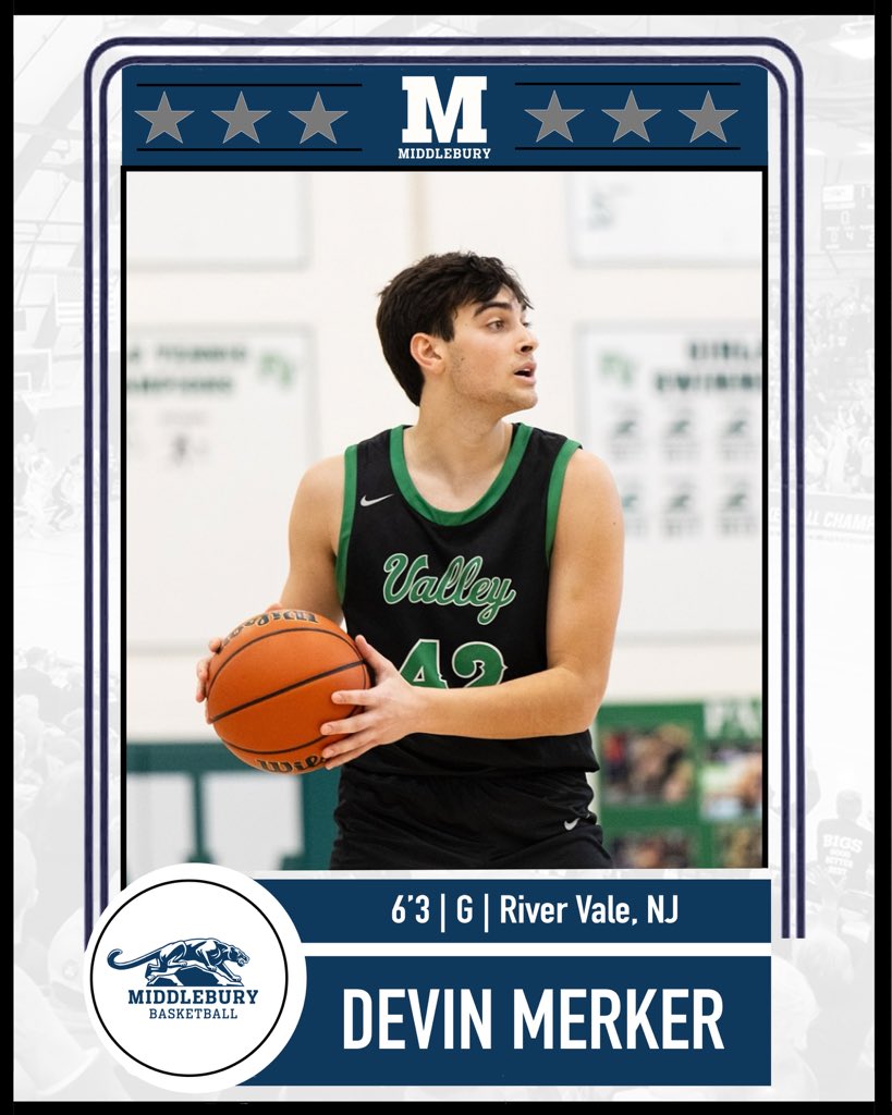 Lastly we are excited to welcome Devin Merker to Middlebury! Devin is coming to us from River Vale, NJ and Pascack Valley High School #GoMidd