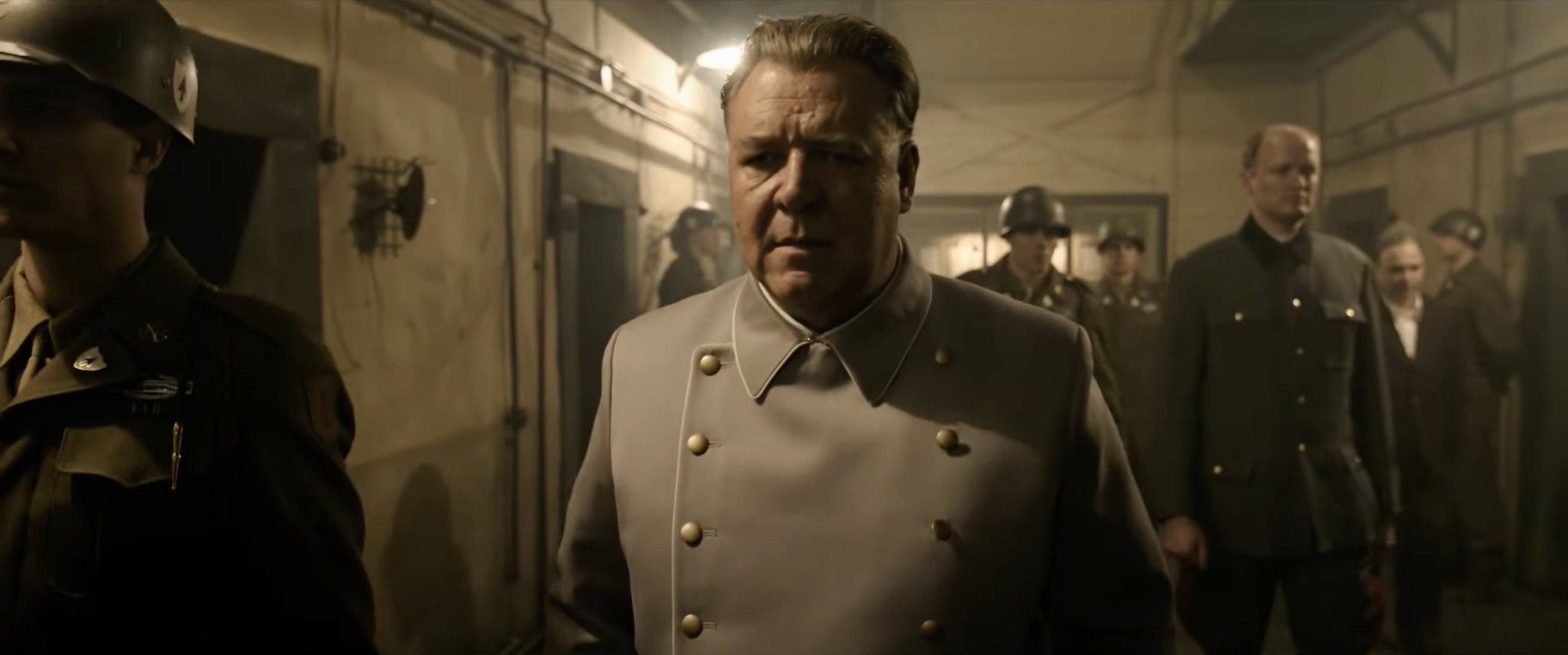Russell Crowe als Reichsmarschall Herman Göring in eerste Nuremberg 2025 trailer 