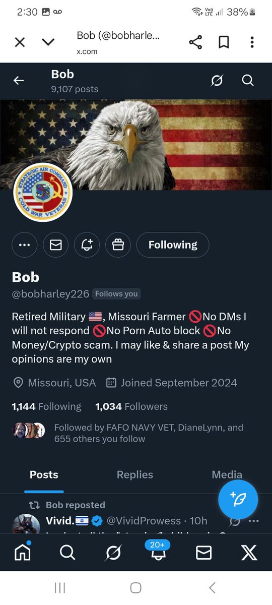 Let's get this veteran some new friends please give <a href="/bobharley226/">Bob</a> a follow, repost 💪 🫶 👊 💥 💯 🇺🇸 🫡
