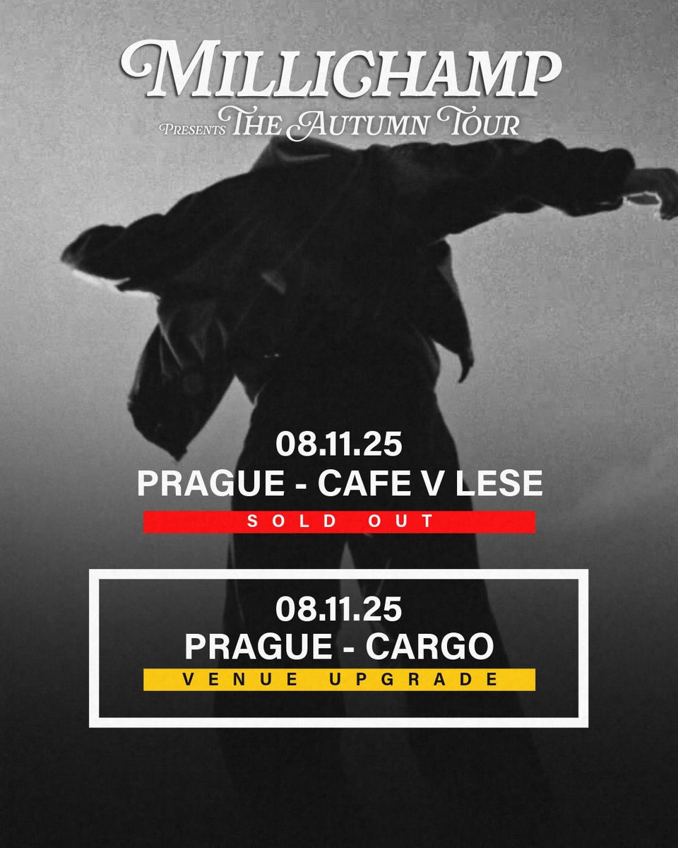 💐PRAGUE VENUE UPGRADE💐

TICKETS ON SALE FRIDAY 10AM EU - REGISTER HERE FOR ACCESS !!

millichamp.os.fan/pragueupgrade

cannot believe this is real, had so many messages about people missing out on tickets so we've upgraded the Prague venue 🤯🤯 WHAT IS HAPPENING
