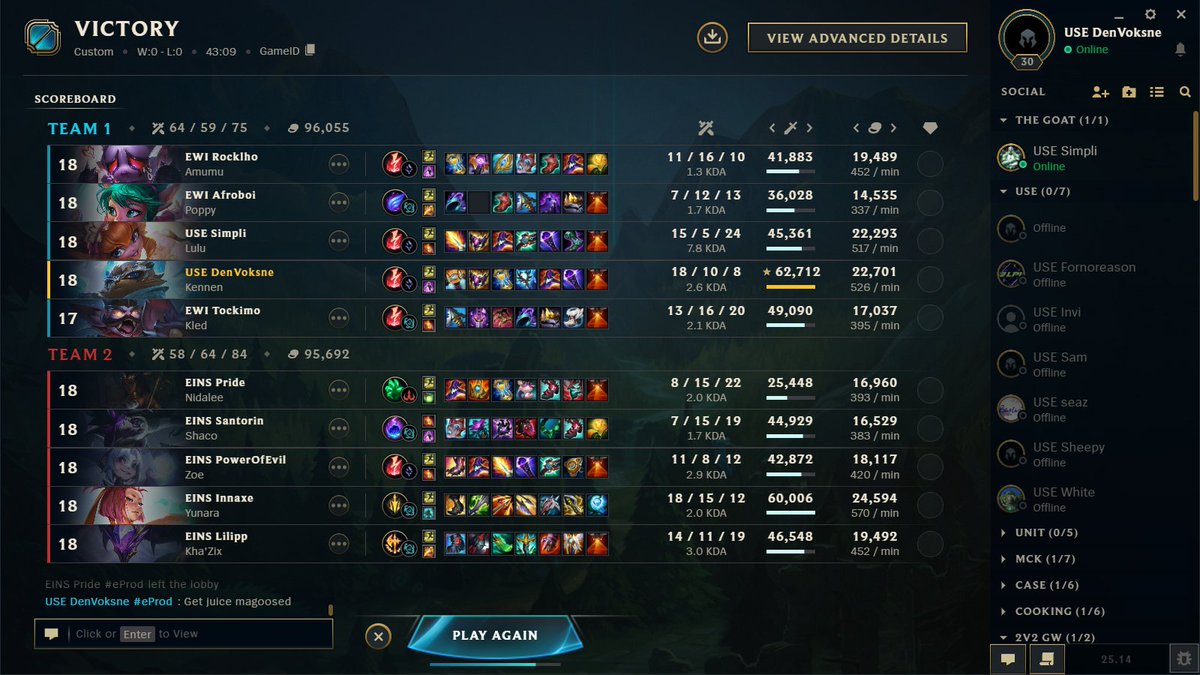 Won against EINS in the most important match of the season, did the 3x juice magoose combo clips up later