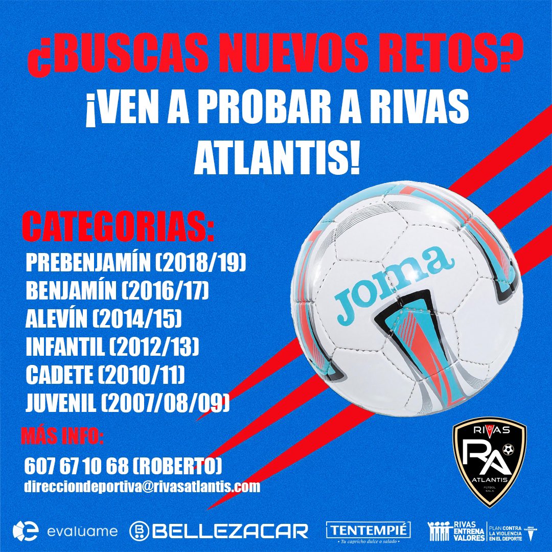 📣¿BUSCAS NUEVOS RETOS?📣

Desde Rivas Atlantis queremos comunicar que continuamos con la captación de jugadores de cara a la temporada 25/26.🔜

Si estas interesado no lo dudes y escribe vía WhatsApp a nuestro director deportivo Roberto(607671068) para más información.📞