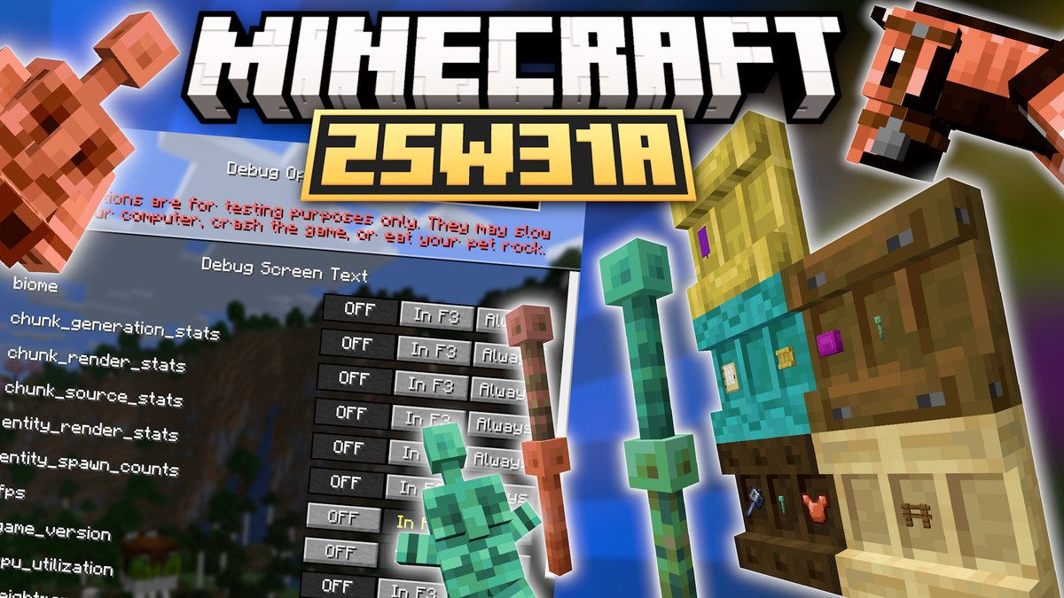 Minecraft Snapshot 25w31a : Golem de Cuivre, Etagères et Menu F3 amélioré ! youtu.be/Zxaa8BL7KNU