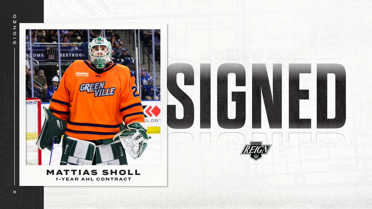 X - Ontario Reign (@ontarioreign) on Twitter photo All aboard the #ReignTrain, Mattias! π§οΈπ
We've signed goaltender Mattias Sholl to an AHL contract for the 2025-26 season.
π° bit.ly/474mMzQ All aboard the #ReignTrain, Mattias! π§οΈπ
We've signed goaltender Mattias Sholl to an AHL contract for the 2025-26 season.
π° bit.ly/474mMzQ