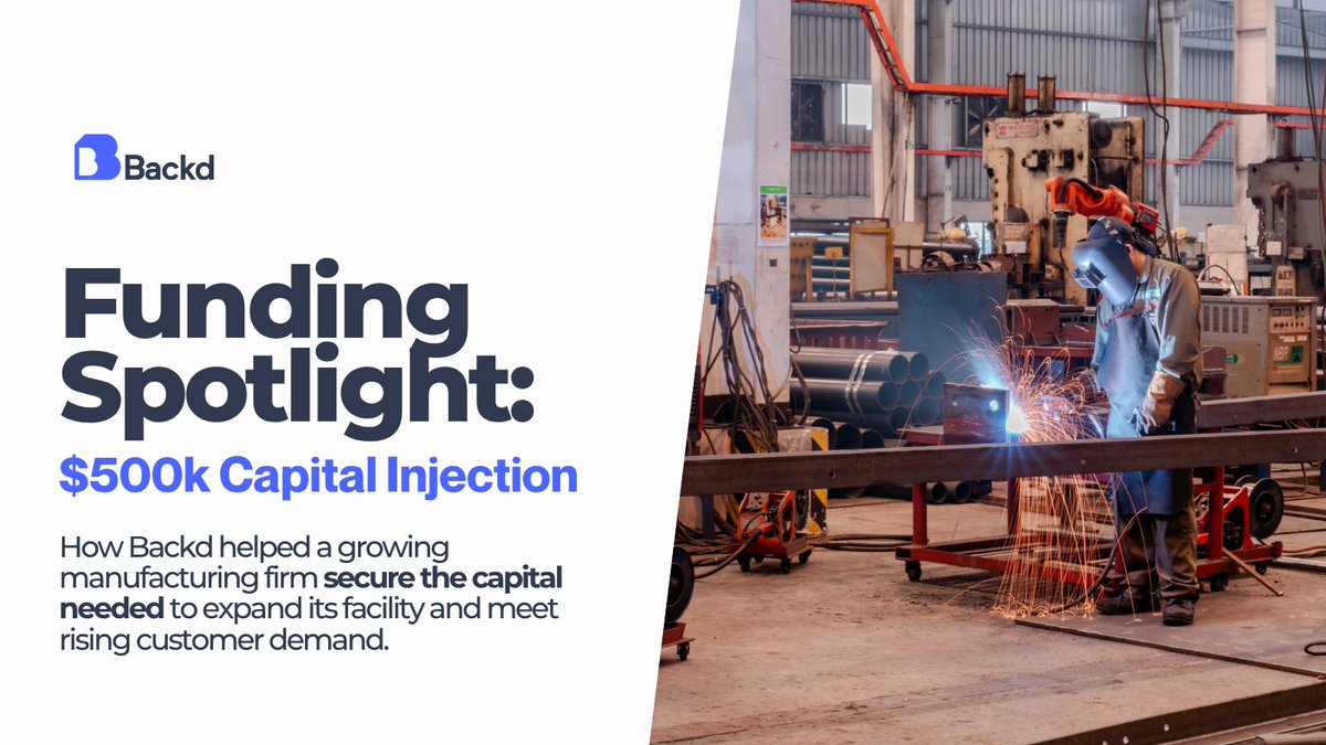 BackdBusFunding's tweet image. Reliable capital is key to sustainable growth. 

When a manufacturer needed to scale, they turned to Backd for flexible funding that helped them expand, streamline operations, and maintain momentum.

📈  Help your clients grow with Backd.

#SmallBusinessFinancing #QuickCapital