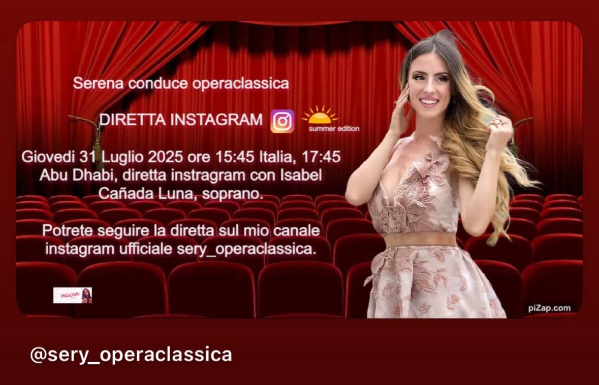 Hi everyone! This #Thursday I’ll be doing an interview for #OperaClassica hosted by Serena, and I’m very happy to take part in it. We’ll be talking about #opera and some fun stories behind it — I hope you’ll join us!
⏰ It will be at 3:45 PM (Italian time) / 5:45 PM (Gulf time)