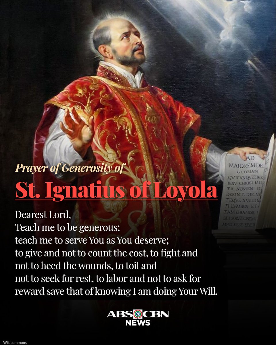 ABSCBNNews's tweet photo. St. Ignatius of Loyola, pray for us. https://t.co/hdNSuggx5O