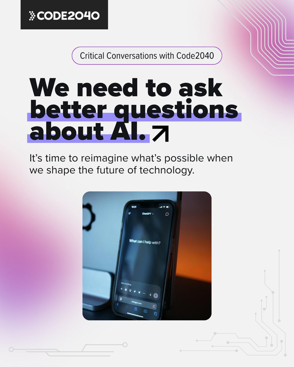 Code2040's tweet image. Who controls AI—and what could we build if we did? Join us for “Critical Conversations with Code2040: Artificial Intelligence” as we explore these and many more questions related to AI! Starting August 5. RSVP here: bit.ly/code2040-respo…