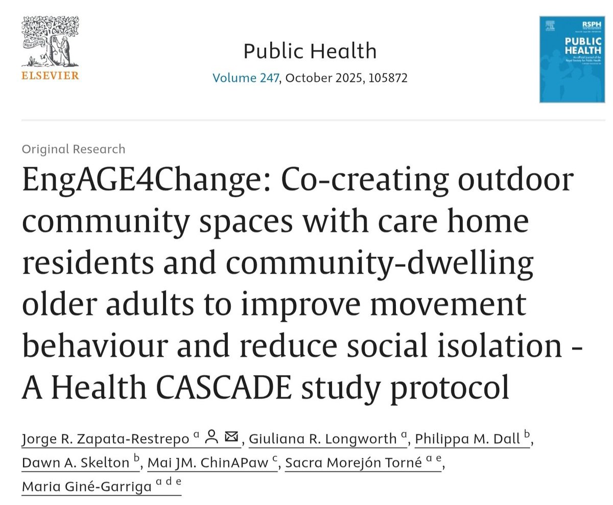 🚨📢 New publication! Want to apply co-creation in your health or urban project but not sure how?

Our study protocol is now out in Public Health! We share how to engage older adults in designing inclusive outdoor spaces

doi.org/10.1016/j.puhe…

#CoCreation #HealthCASCADE #MSCA