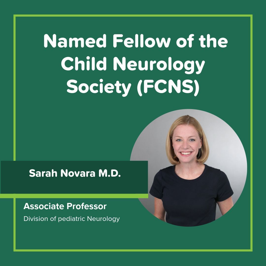 Congratulations to Dr. Sarah Novara, associate professor in the Division of Pediatric Neurology, on being named a Fellow of the Child Neurology Society (FCNS). This prestigious recognition reflects her excellence and leadership in child neurology. 👏