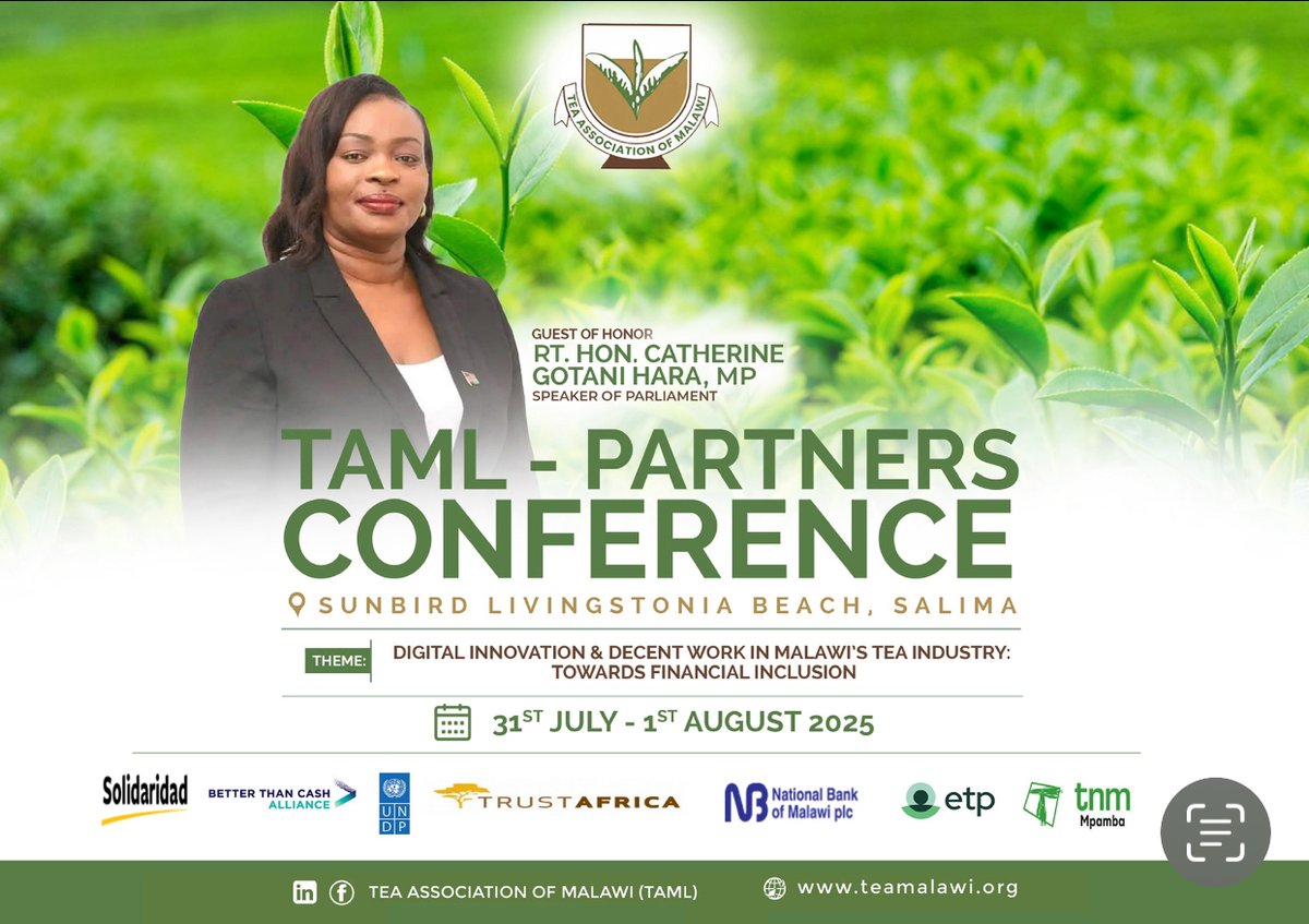 Better Than Cash Alliance (@betterthan_cash) on Twitter photo The Tea Association of Malawi Partners Conference brings together stakeholders advancing financial inclusion through technology &better work standards. From digital payments to worker protections, progress is brewing in Malawi’s tea sector #ResponsibleDigitalPayments <a href="/LucyMbabazi/">L. Nshuti Mbabazi</a> The Tea Association of Malawi Partners Conference brings together stakeholders advancing financial inclusion through technology &better work standards. From digital payments to worker protections, progress is brewing in Malawi’s tea sector #ResponsibleDigitalPayments <a href="/LucyMbabazi/">L. Nshuti Mbabazi</a>
