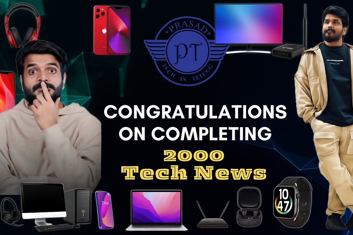 tejareddymasu's tweet photo. Congrats Prasad Anna! 2000 tech news!what a milestone! Thanks for putting Telugu tech on the map and keeping us updated daily. Wishing you more success, health &amp; happiness ahead.
Love you, Prasad Anna! �� ❤️
@iamprasadtech 
#technews2000 
#prasadtechintelugu 
#PTfamily
#TN2K https://t.co/D8v79gtoz0