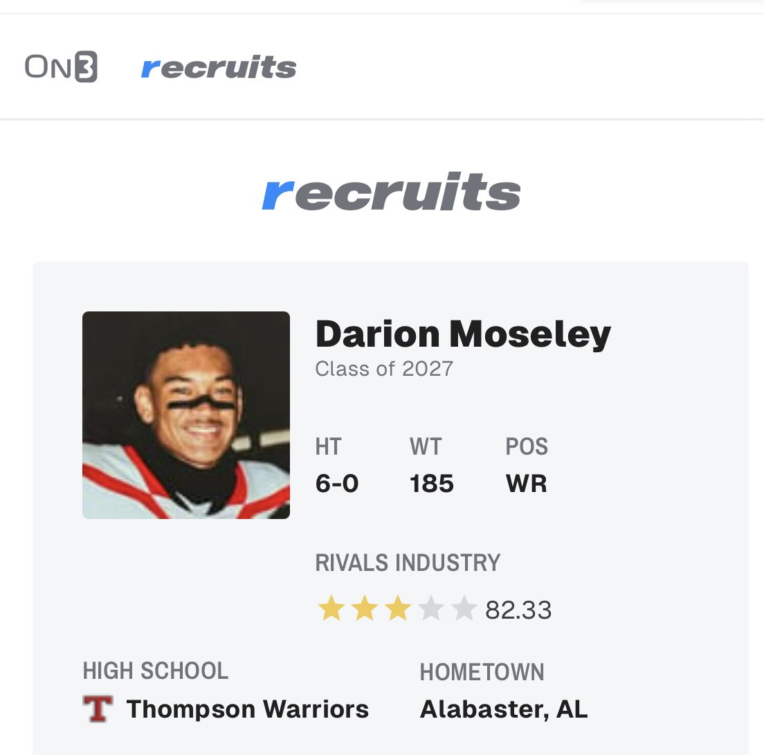 Blessed to be ranked a 3 ⭐️ by <a href="/On3sports/">On3</a> Let’s keep working!! They’ll be woke soon!