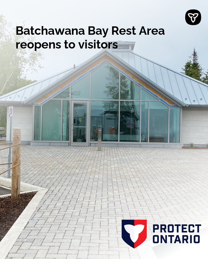 Great news for travelers in northern Ontario!

Upgrades to the Batchawana Bay Rest Area, north of Sault Ste. Marie on Highway 17, are now complete.

Another step forward in our $30 billion plan to improve highways across Ontario.