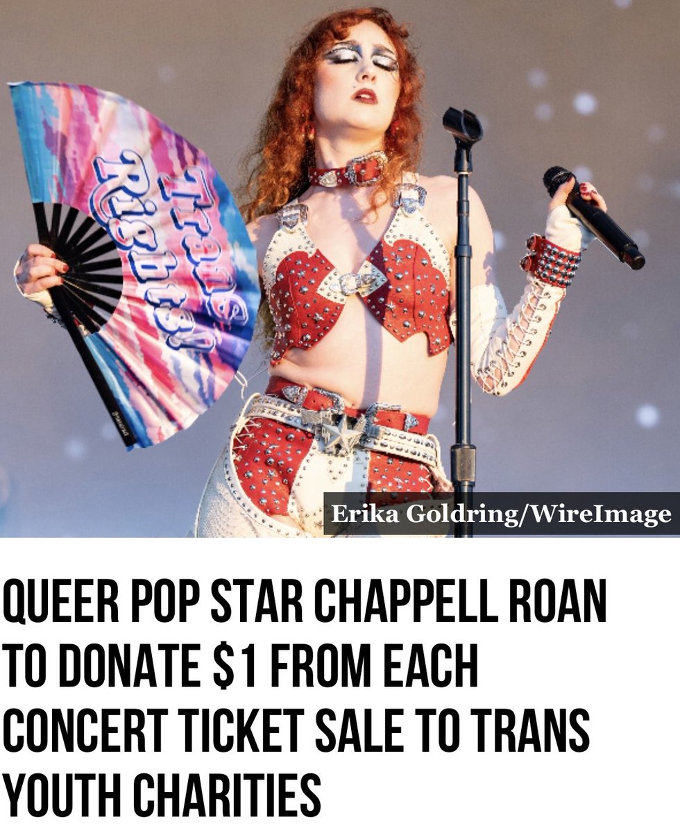 Chappell Roan tickets on her current US tour are $100 to $150 so she’s donating 1% or less to trans youth charities. Cheap, cheap, cheap!