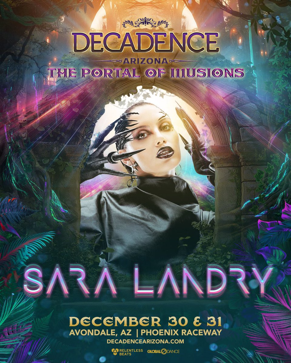 <a href="/kaskade/">Kaskade</a> <a href="/GreenVelvet_/">Green Velvet</a> <a href="/Tapebbeats/">Tape B</a> <a href="/SammyVirji/">Sammy Virji</a> #JustAnnounced: <a href="/saralandrydj/">💫 SARA LANDRY 💫</a> is summoning the dark side of techno with relentless power 🕯️

🚨Presale → app.hive.co/l/3xptn8
🎟️ Tickets, tables &amp; extras Fri 10AM PT → decadencearizona.com | Payment plans from $25