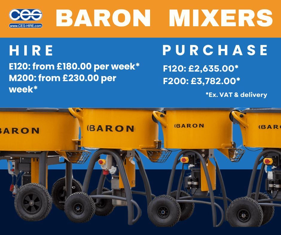 Ready to elevate your next build? Explore our selection of Baron mixers at CES, engineered for reliable performance on every site 🛠️🏗️ Choose from two different capacities, both packed with power to mix various construction materials👷

hubs.li/Q03vzQNW0