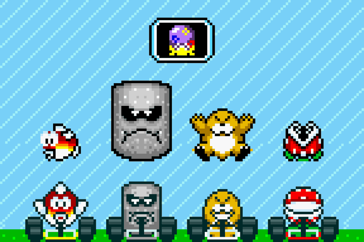 DogPond4's tweet photo. Super Mario Kart if it had the Kamek Item https://t.co/ehKBFMUpvt