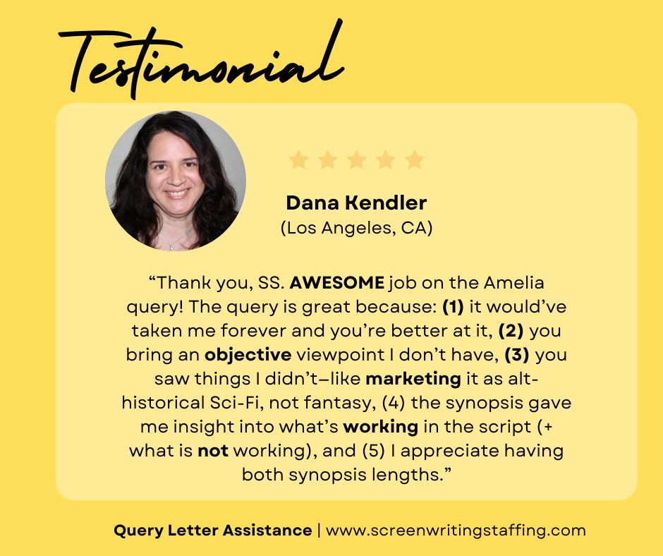 Screenwriting Staffing (@screenwritingsu) on Twitter photo Your script deserves to be heard. Our Query Letter Assistance service gives you two experienced readers who double‑review your screenplay and craft a custom query letter you own outright.
Learn more:
screenwritingstaffing.com/query-letter-a…
#Screenwriting #QueryLetter #ScriptPitch #FilmIndustry Your script deserves to be heard. Our Query Letter Assistance service gives you two experienced readers who double‑review your screenplay and craft a custom query letter you own outright.
Learn more:
screenwritingstaffing.com/query-letter-a…
#Screenwriting #QueryLetter #ScriptPitch #FilmIndustry