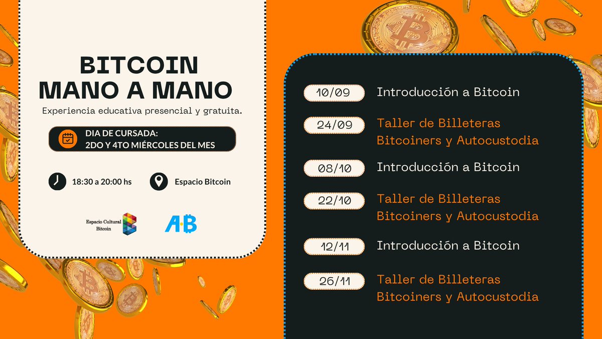 🤜🏼🧡🤛🏼 ¡Vuelve Bitcoin Mano a Mano! Un espacio presencial y gratuito  para aprender sobre Bitcoin de forma clara, accesible y acompañada por un  docente experto. 📚 Ideal si querés entender desde cero