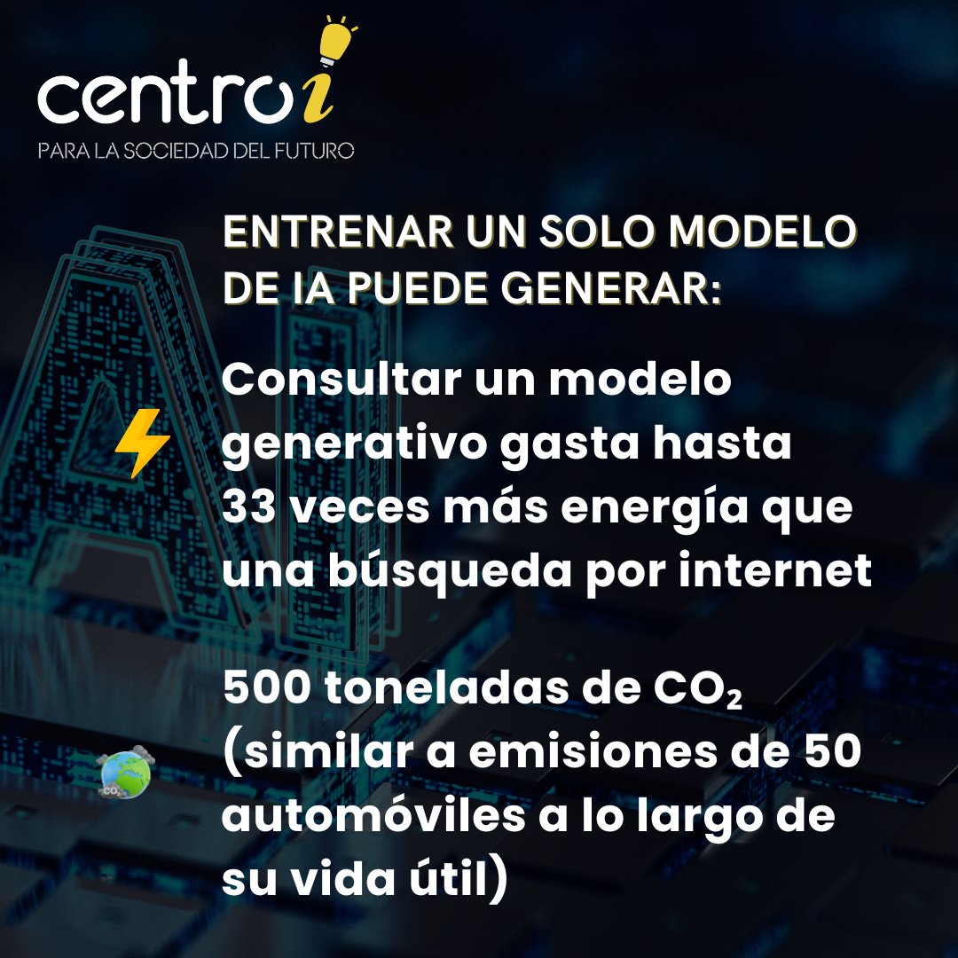 📢 La IA generativa también emite CO₂... y mucho.
Según la Comisión Europea:

🧠 Entrenar un modelo grande = 500 toneladas de CO₂
⚡ Usarla puede gastar 33 veces más energía que una búsqueda web
📄 Lee el informe 👉 publications.jrc.ec.europa.eu/repository/han…