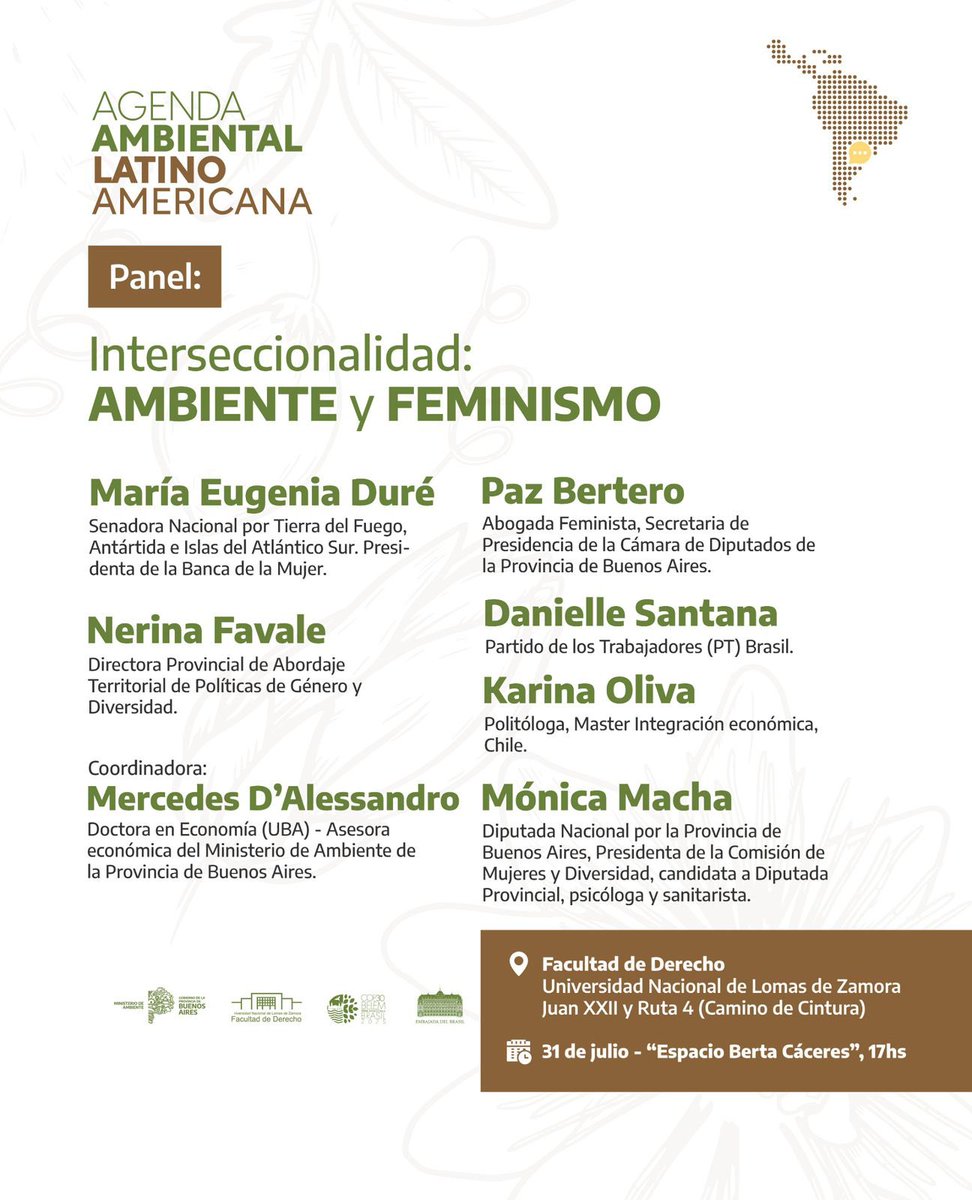 Eugenia Duré (@eugeniaduretdf) on Twitter photo Fui invitada a participar del Congreso Agenda Ambiental Latinoamericana en lo que será el panel Ambiente y Feminismo que compartiremos con especialistas en las temáticas.
La agenda se llevará adelante este jueves 31/7 en la Facultad de Derecho de la <a href="/UNLZoficial/">Universidad Nacional de Lomas de Zamora</a>. Les dejo Fui invitada a participar del Congreso Agenda Ambiental Latinoamericana en lo que será el panel Ambiente y Feminismo que compartiremos con especialistas en las temáticas.
La agenda se llevará adelante este jueves 31/7 en la Facultad de Derecho de la <a href="/UNLZoficial/">Universidad Nacional de Lomas de Zamora</a>. Les dejo