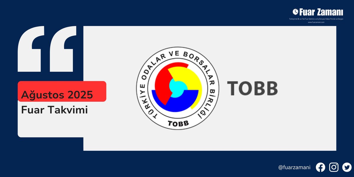 Ağustos 2025 Fuar Takvimi
fuarzamani.com/agustos-2025-f…

#fuar #fuarzamanı #fuartakvimi #fuarhaberleri #tobb