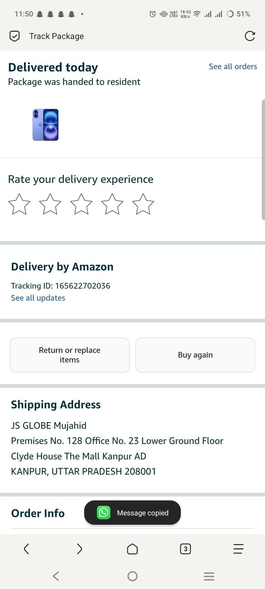 saquib1790's tweet photo. @amazonIN I ordered iPhone 16 (256GB) to PIN 208001 but got Samsung A55. Invoice has wrong PIN 225306. Support denied refund despite IMEI proof. Grievance team redirected. Need urgent help.

📎 IMEI 1: 352485228298482
📎 IMEI 2: 359952998298482

@jagograhakjago @consaff https://t.co/TyuinMc3M2
