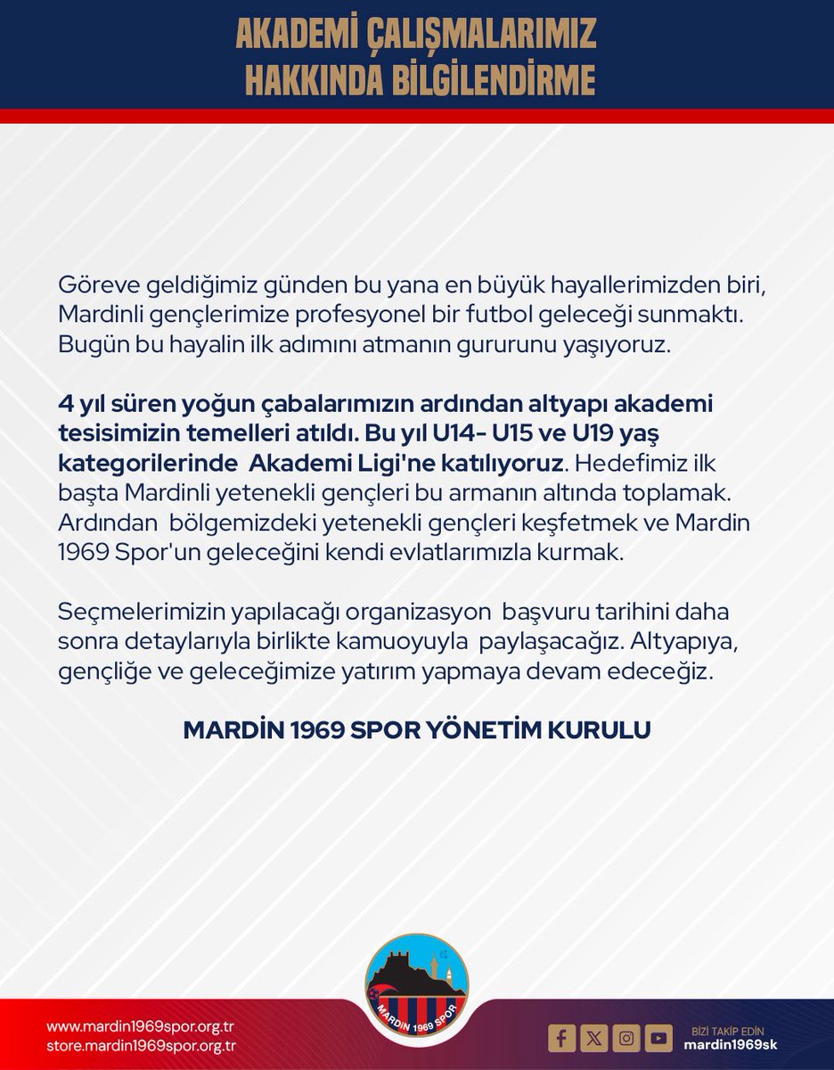 Akademi çalışmalarımız hakkında bilgilendirme