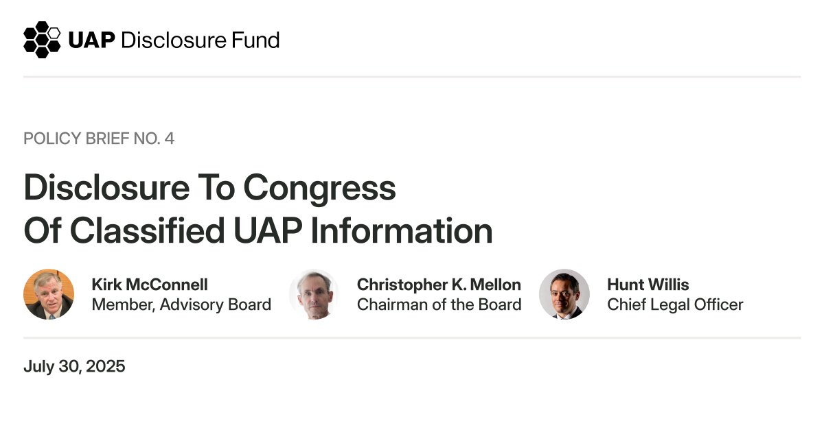 UAP Disclosure Fund (@uapdf) on Twitter photo On National Whistleblower Day, we’re addressing a common concern:
Many whistleblowers believe that sharing classified UAP info with Congress could result in criminal or civil liability.
This fear is understandable, but it is not supported by the facts.
Our new policy brief On National Whistleblower Day, we’re addressing a common concern:
Many whistleblowers believe that sharing classified UAP info with Congress could result in criminal or civil liability.
This fear is understandable, but it is not supported by the facts.
Our new policy brief