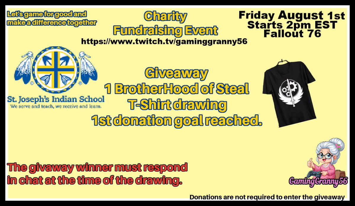 You don't want to miss this. twitch.tv/gaminggranny56
