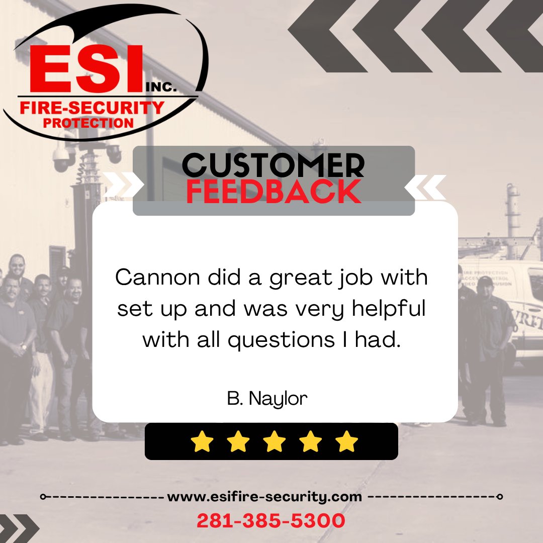 esifire's tweet image. Helping our customers every step of the way! Thank you, Cannon, for your dedication and thorough answers. Keep it up!  #CustomerCare #ESIFireAndSecurity